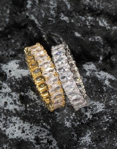 Replica Simple Hip Hop Zircon Couple Rings For Unisex #792549 $18.20 USD for Wholesale