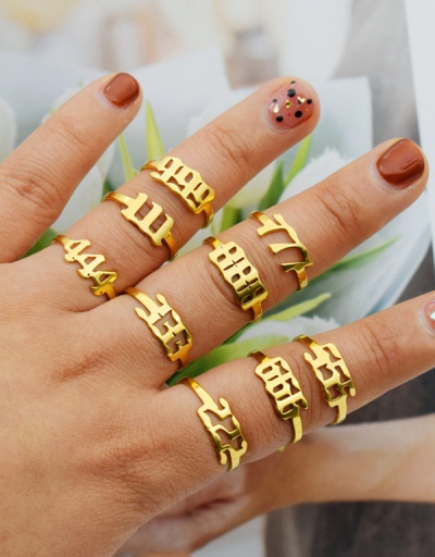 Individual Number Stainless Steel Golden Ring For Unisex #792550 $8.40 USD, Wholesale Fashion Ring