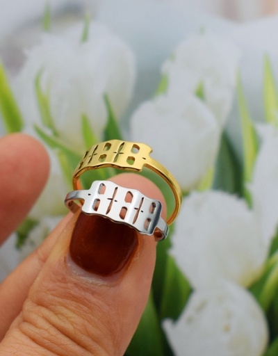 Replica Individual Number Stainless Steel Golden Ring For Unisex #792550 $8.40 USD for Wholesale