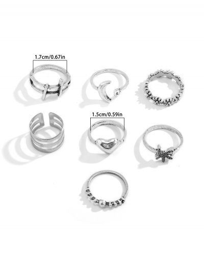 Replica Multiple Solid Heart Starfish Moon Ring Set For Women #792551 $7.50 USD for Wholesale