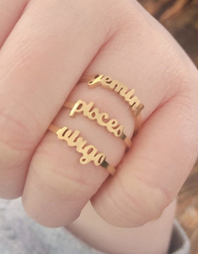 Replica Hot Sale Solid Letter 12 Constellations Rings For Women #792553 $10.40 USD for Wholesale