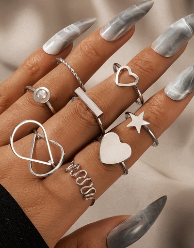 Multiple Heart Star Geometry 8 Piece Ring Set For Women #792554 $7.80 USD, Wholesale Fashion Ring