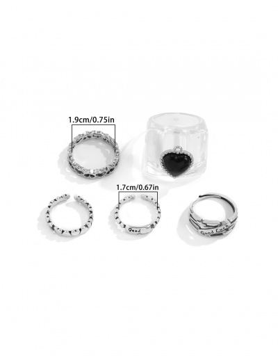 Replica Exaggerated Acrylic Heart Letter Ring Set For Women #792555 $7.50 USD for Wholesale