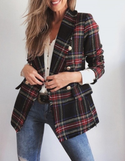 Replica Vintage Plaid Design Fashion Autumn Blazer Coat Long Sleeve #792564 $61.00 USD for Wholesale