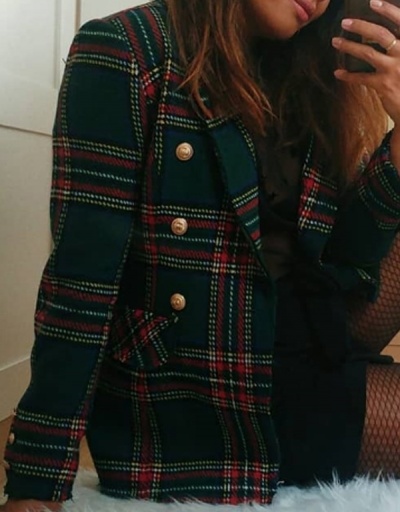 Replica Vintage Plaid Design Fashion Autumn Blazer Coat Long Sleeve #792564 $61.00 USD for Wholesale