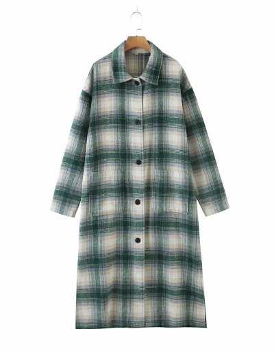 Autumn Contrast Color Plaid Long Coat Long Sleeve For Women #792566 $75.60 USD, Wholesale Fashion Outerwear