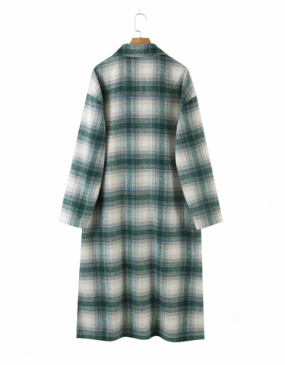 Replica Autumn Contrast Color Plaid Long Coat Long Sleeve For Women #792566 $75.60 USD for Wholesale