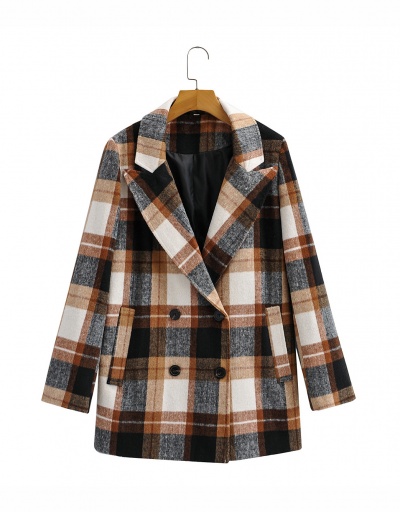 Fall Contrast Color Plaid Blazer Long Sleeve For Women #792570 $91.00 USD, Wholesale Fashion Outerwear