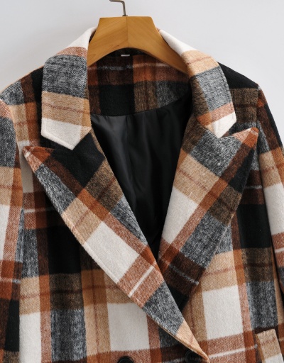 Replica Fall Contrast Color Plaid Blazer Long Sleeve For Women #792570 $91.00 USD for Wholesale