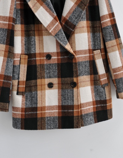 Replica Fall Contrast Color Plaid Blazer Long Sleeve For Women #792570 $91.00 USD for Wholesale