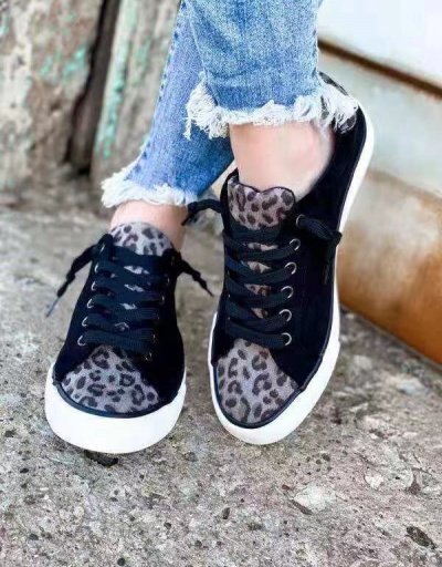 Replica Versatile Leopard Patchwork Lace-Up Women Sneakers For Women #792594 $35.99 USD for Wholesale