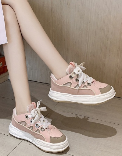 Replica New Contrast Color Lace Up Sneakers For Women #792598 $35.54 USD for Wholesale