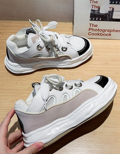 Replica New Contrast Color Lace Up Sneakers For Women #792598 $35.54 USD for Wholesale