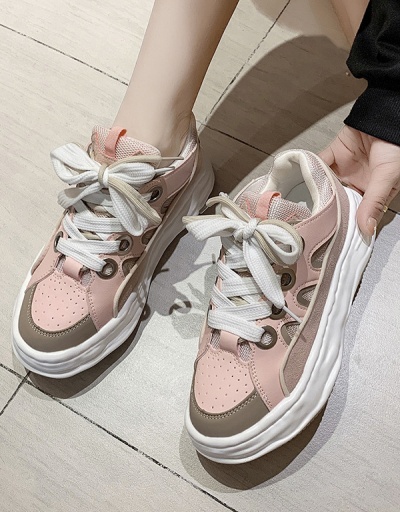 Replica New Contrast Color Lace Up Sneakers For Women #792598 $35.54 USD for Wholesale