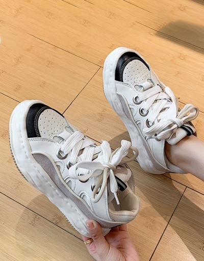 Replica New Contrast Color Lace Up Sneakers For Women #792598 $35.54 USD for Wholesale