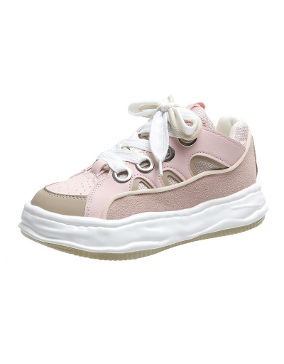 Replica New Contrast Color Lace Up Sneakers For Women #792598 $35.54 USD for Wholesale