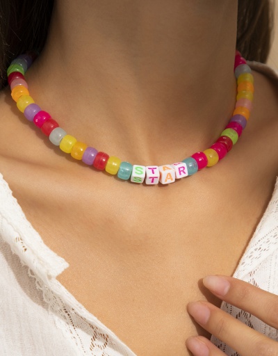 Multicolored Beading Letter Printed Necklace For Women #792603 $7.93 USD, Wholesale Fashion Necklaces