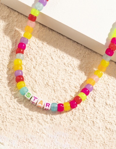 Replica Multicolored Beading Letter Printed Necklace For Women #792603 $7.93 USD for Wholesale