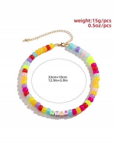 Replica Multicolored Beading Letter Printed Necklace For Women #792603 $7.93 USD for Wholesale