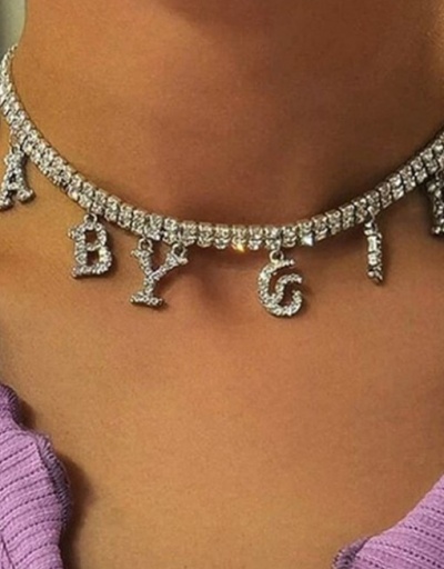 Stylish Full Rhinestone Letter Necklace For Women #792608 $15.31 USD, Wholesale Fashion Necklaces