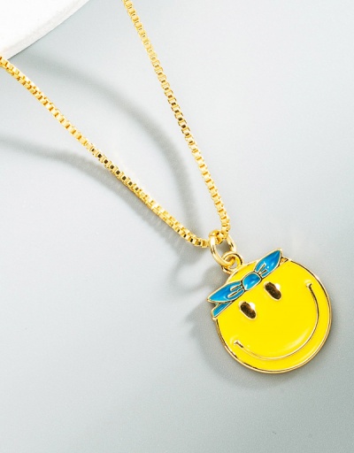 Replica Chic Cartoon Stylish Smiling Face Pendant Necklace For Women #792613 $11.18 USD for Wholesale