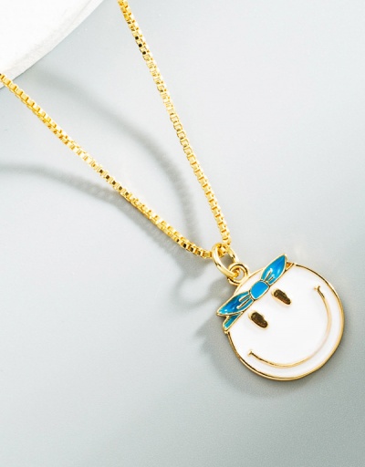 Replica Chic Cartoon Stylish Smiling Face Pendant Necklace For Women #792613 $11.18 USD for Wholesale