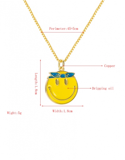 Replica Chic Cartoon Stylish Smiling Face Pendant Necklace For Women #792613 $11.18 USD for Wholesale