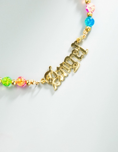 Replica Colourful Glass Resin Letter Choker Necklace For Women #792617 $11.69 USD for Wholesale