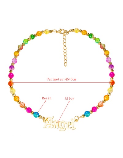 Replica Colourful Glass Resin Letter Choker Necklace For Women #792617 $11.69 USD for Wholesale