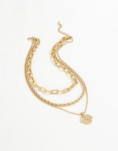 Replica Fashion Solid Chain Pendant Layered Necklace For Women #792618 $10.72 USD for Wholesale