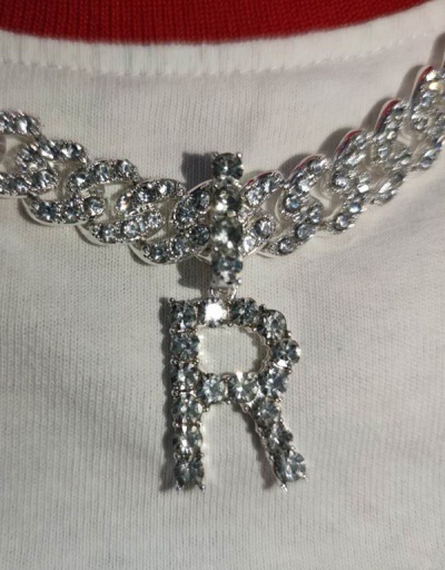 Letter Full Rhinestone Pendant Necklace For Unisex #792620 $60.68 USD, Wholesale Fashion Necklaces