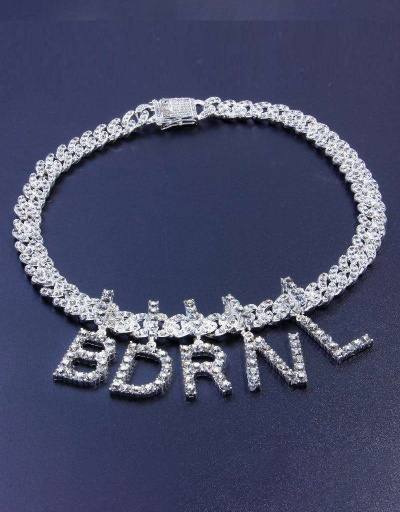 Replica Letter Full Rhinestone Pendant Necklace For Unisex #792620 $60.68 USD for Wholesale