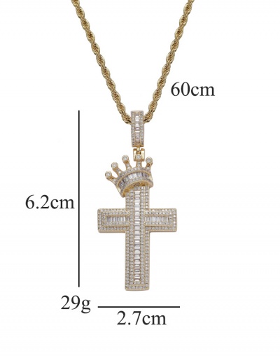 Replica Hip Hop Cross Crown Zircon Couple Necklaces For Unisex #792625 $48.60 USD for Wholesale