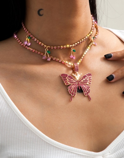 Fashion Street Snap Cherry Butterfly Necklace For Women #792626 $13.75 USD, Wholesale Fashion Necklaces