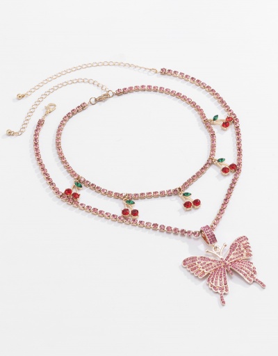 Replica Fashion Street Snap Cherry Butterfly Necklace For Women #792626 $13.75 USD for Wholesale