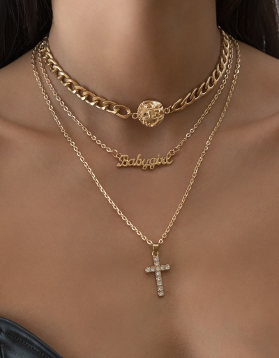 Individual Solid Letter Cross Multiple Layer Necklaces For Women #792636 $10.14 USD, Wholesale Fashion Necklaces