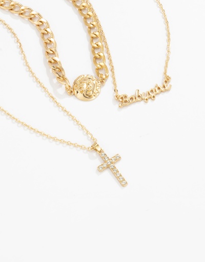 Replica Individual Solid Letter Cross Multiple Layer Necklaces For Women #792636 $10.14 USD for Wholesale