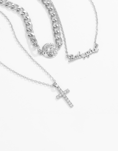 Replica Individual Solid Letter Cross Multiple Layer Necklaces For Women #792636 $10.14 USD for Wholesale