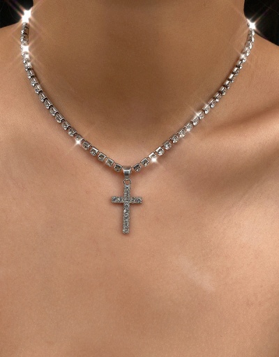 Replica Simple Rhinestone Cross Necklace For Women #792637 $7.50 USD for Wholesale