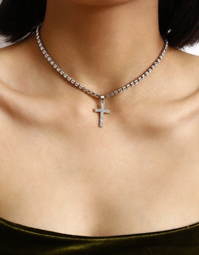 Replica Simple Rhinestone Cross Necklace For Women #792637 $7.50 USD for Wholesale