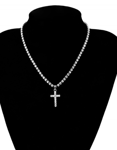 Replica Simple Rhinestone Cross Necklace For Women #792637 $7.50 USD for Wholesale