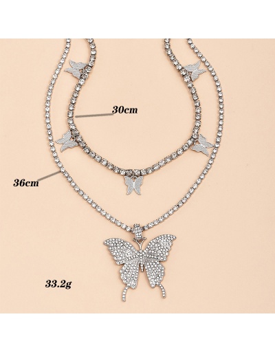 Replica Trendy Butterfly Rhinestone Layered Necklace For Madam #792638 $14.00 USD for Wholesale