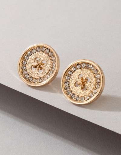 Vintage Chic Button Rhinestone Earring For Women #792640 $8.99 USD, Wholesale Fashion Earrings