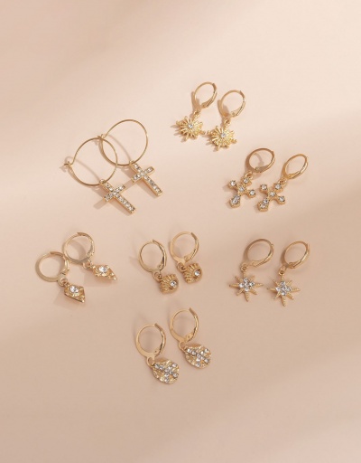 Retro Style Cross Rhinestone Eye Multiple Earrings For Women #792643 $12.88 USD, Wholesale Fashion Earrings