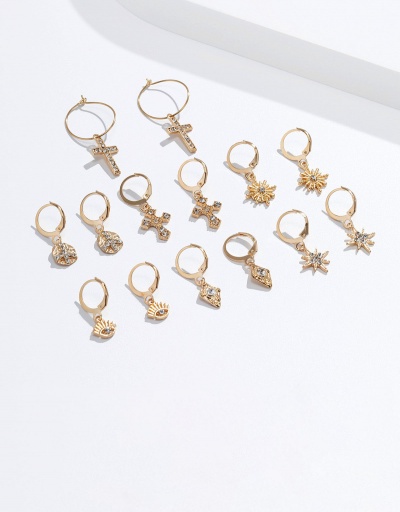 Replica Retro Style Cross Rhinestone Eye Multiple Earrings For Women #792643 $12.88 USD for Wholesale