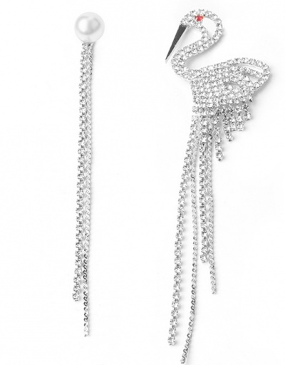 Replica Chic Full Rhinestone Asymmetric Tassel Earrings For Women #792646 $13.86 USD for Wholesale