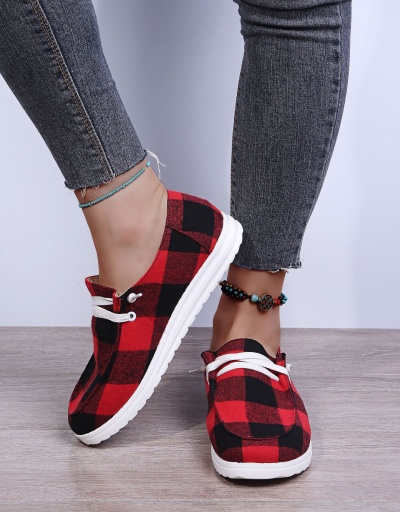 Replica Summer Round Toe Plaid Canvas Shoes For Women #792654 $34.18 USD for Wholesale