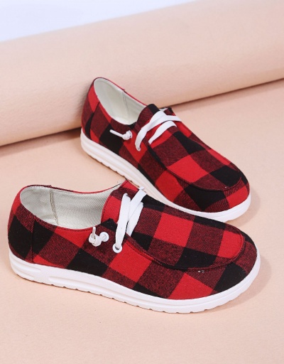 Replica Summer Round Toe Plaid Canvas Shoes For Women #792654 $34.18 USD for Wholesale