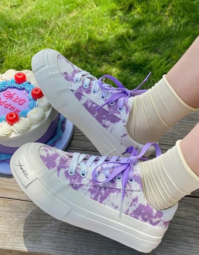 Preppy Tie Dye Lace Up Canvas Shoes For Women #792658 $27.00 USD, Wholesale Fashion Sneaker