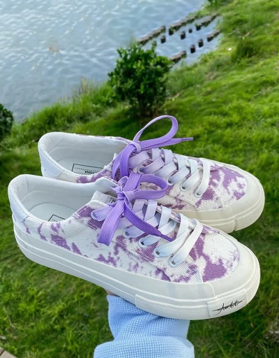 Replica Preppy Tie Dye Lace Up Canvas Shoes For Women #792658 $27.00 USD for Wholesale